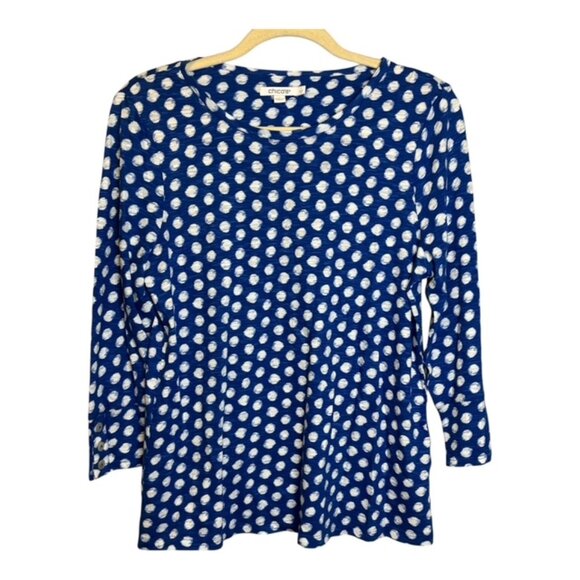 Chico's Blouse Women's Size Medium Polka Dot Blue White Chico's 1 - Picture 1 of 4